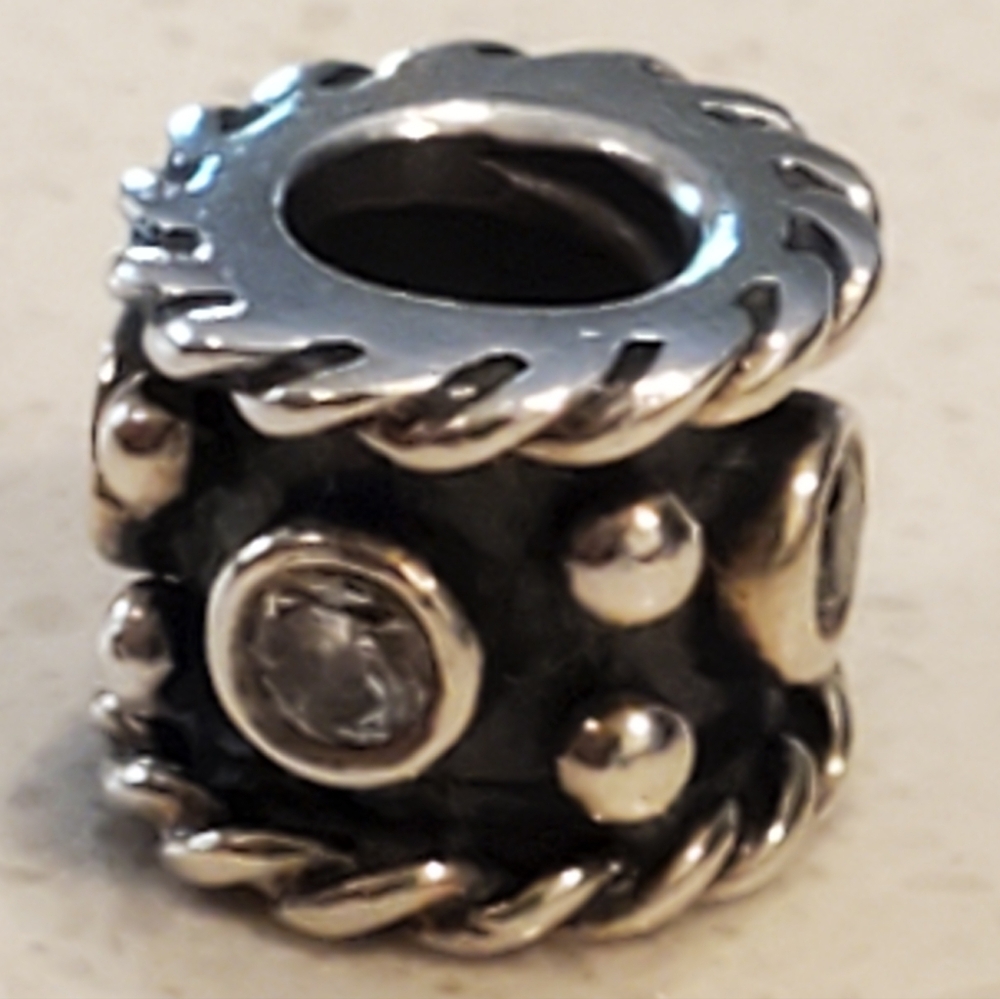 PANDORA Retired Sterling Silver Oxy Crown with Clear Zirconia 925 ALE CHARM BEAD - Picture 6 of 9